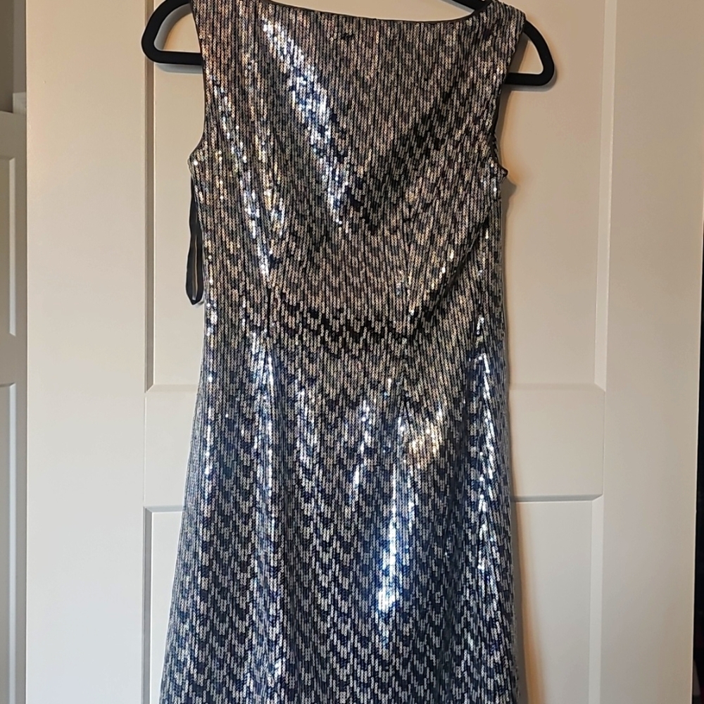 White House Black Market Silver Sheath Midi Dress